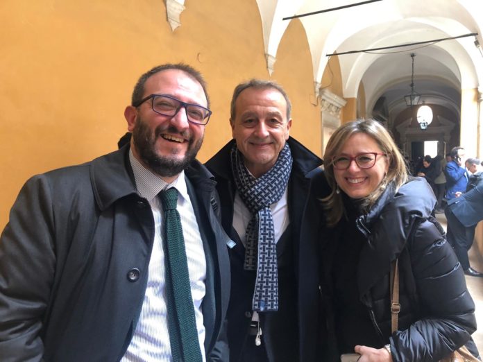 da sinistra Pierluigi Biondi sindaco de l'Aquila, Giacomo Tranchida, Andreana Patti